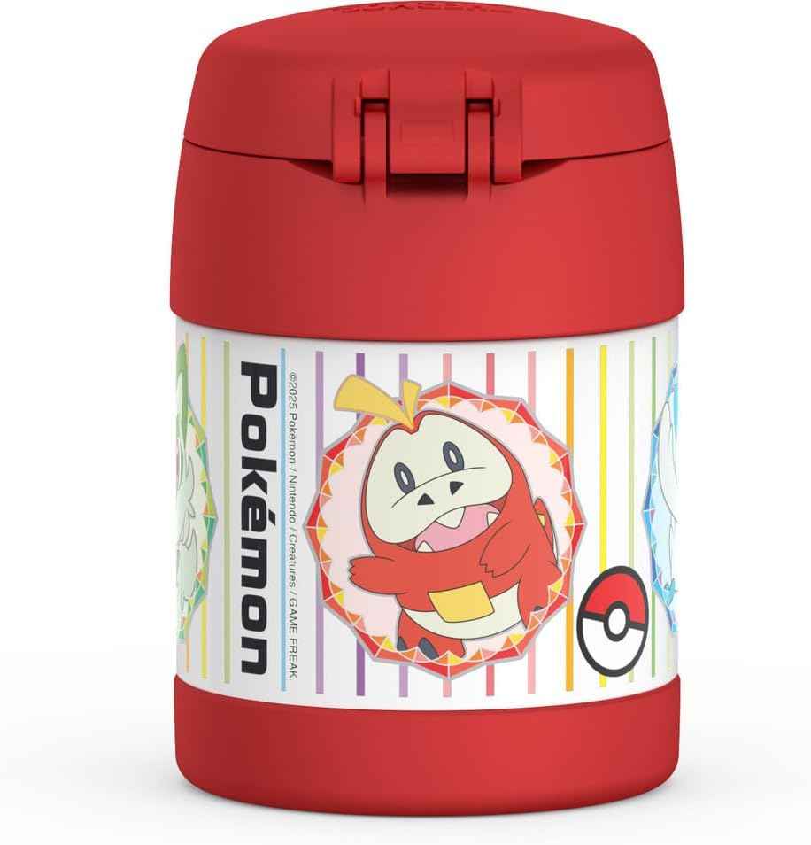 THERMOS FUNTAINER 10 Ounce Stainless Steel Vacuum Insulated Kids Food Jar with Spoon, POKEMON