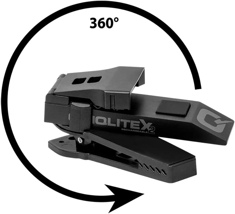 QUIQLITEX2 Tactical Red/White Hands-Free LED Pocket Light, 20-200 Lumens, Aluminum Housing (USB Rechargeable)