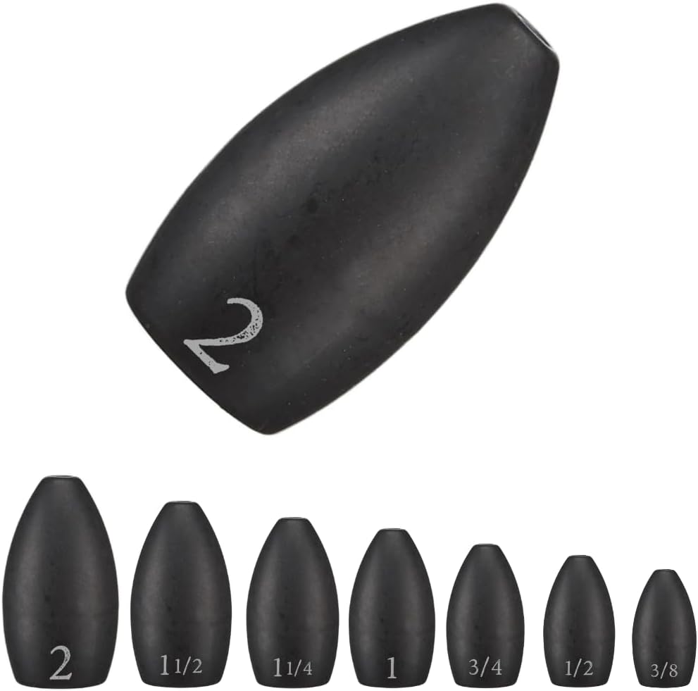 Reaction Tackle Tungsten Flipping Weights for Bass Fishing - Punch Sinkers for Heavy Cover - Size Stamped Texas and Carolina Rig Freshwater and Saltwater