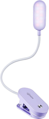 VAVOFO Rechargeable Book Light, 14 LEDs Eye Care Clip On Amber Reading Light for Bookworms Reading in Bed with 9 Colors 9 Brightness (Purple)