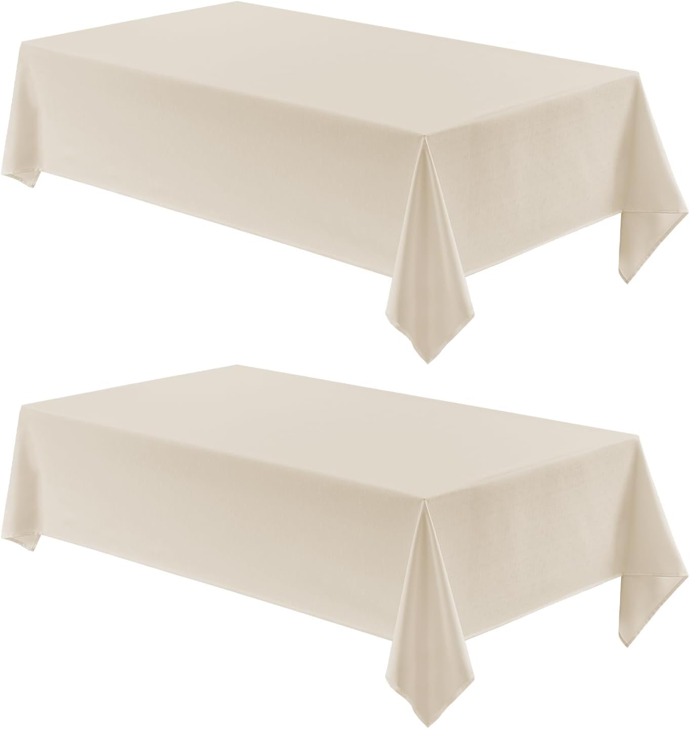 Veblandy 2 Pack Rectangle Tablecloth, 52x70 inch, Water Resistant Wrinkle Free Linen Textured Table Cloth Washable, Decorative Fabric Table Cover for Dining, Party and Camping, Beige