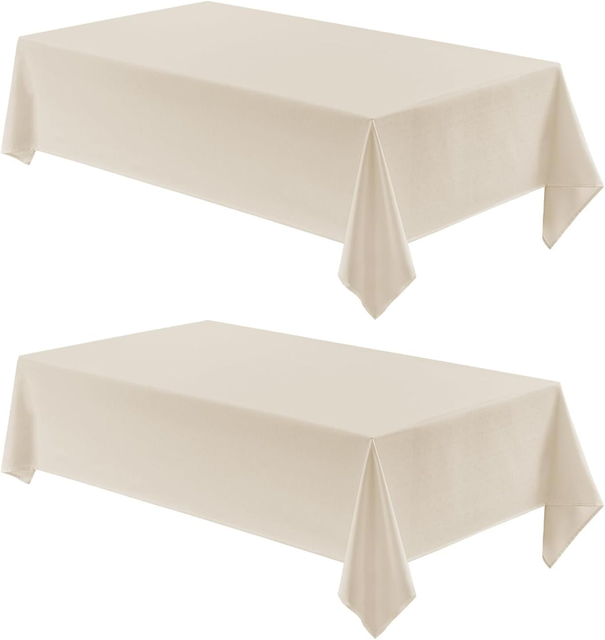 Veblandy 2 Pack Rectangle Tablecloth, 52x70 inch, Water Resistant Wrinkle Free Linen Textured Table Cloth Washable, Decorative Fabric Table Cover for Dining, Party and Camping, Beige