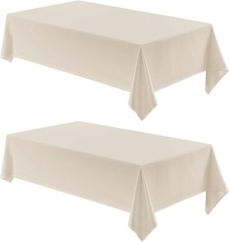 Veblandy 2 Pack Rectangle Tablecloth, 52x70 inch, Water Resistant Wrinkle Free Linen Textured Table Cloth Washable, Decorative Fabric Table Cover for Dining, Party and Camping, Beige