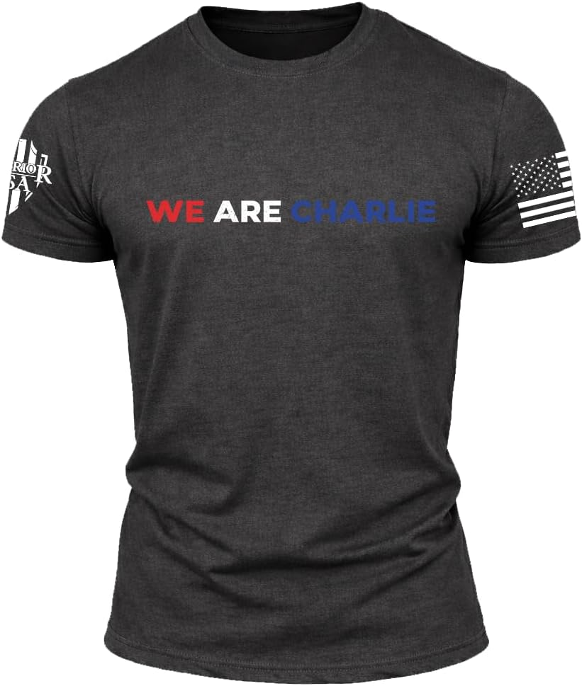 Charlie Kirk Freedom Memorial T-Shirt – White, American Flag, Screen Printed in The USA, Regular Fit