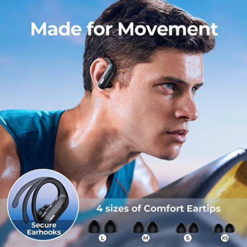 OFNEX Wireless Earbuds Bluetooth 5.3 Headphones 90 Hrs Playtime Earbuds with Wireless Charging Case Over-Ear Sports Earphones Waterproof Deep Bass Headset