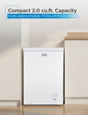 BLACK+DECKER 2.0 Cu. Ft. Compact Chest Freezer, BCFK206, White
