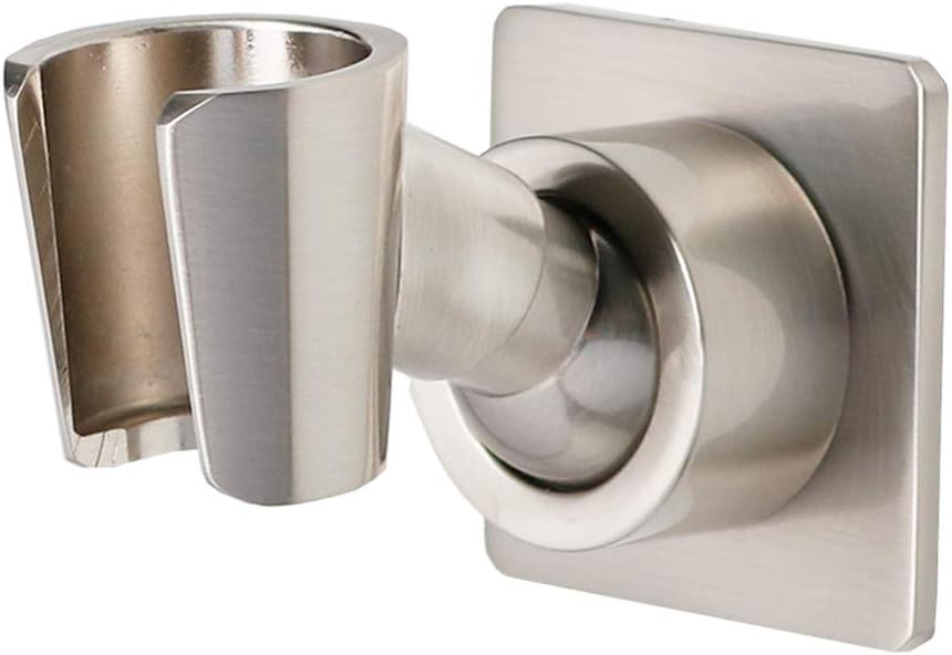 Shower Head Holder Handheld Shower Wand Bracket Adhesive Shower Wall Mount Holder Brass Shower Spray Holder Brushed Nickel, Drill Free Glue Installation