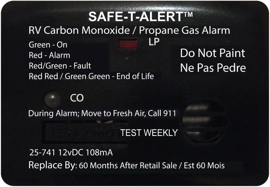 Safe T Alert 25 Series Mini Dual LP/CO Alarm - Propane and Carbon Monoxide Alarm - Surface Mount, Black - 25-741-BL