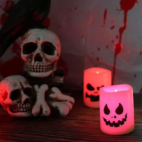 GenSwin Halloween Flameless Votive Candles Color Changing with Remote Timer