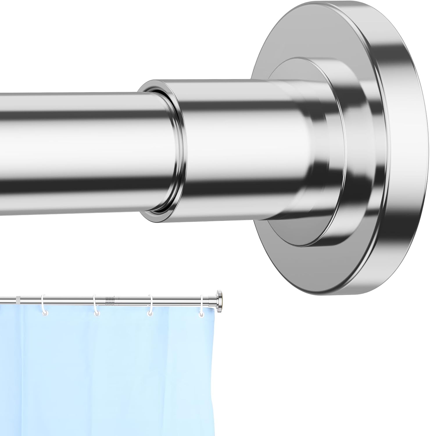 CorkLatta Chrome Shower Curtain Rod 31 to 80 Inch,1 Inch Diameter Adjustable Spring Tension Curtain Rod No Drilling Stainless Steel Telescoping Rod,No Rust