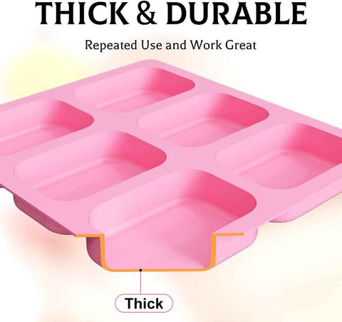 SJ Rounded Rectangle Soap Mold Set, 2-Pack 6-Cavity Silicone Soap Molds