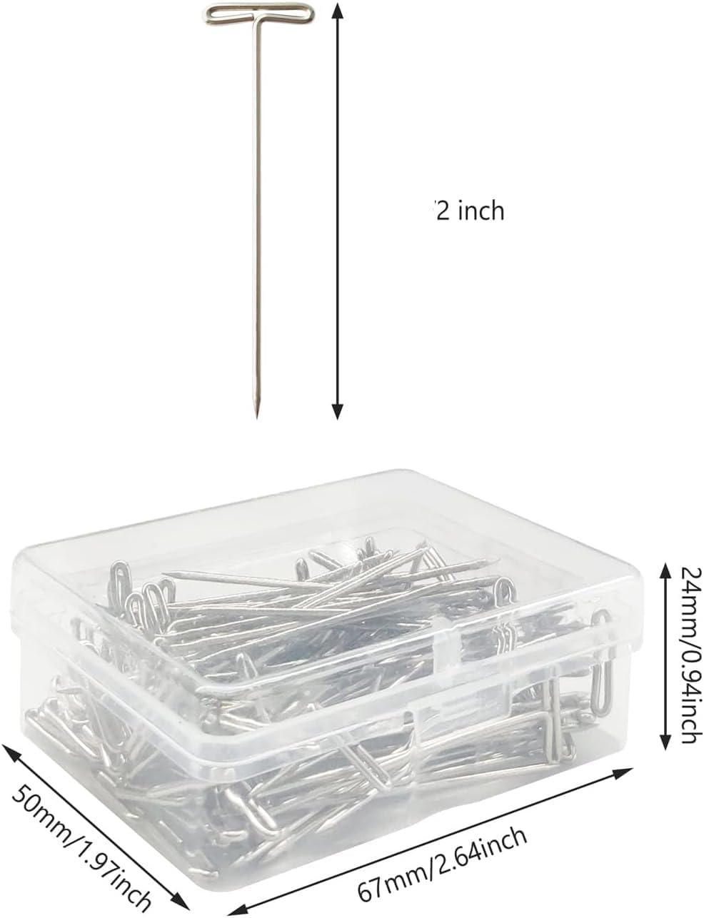 T-Pins, 100 Pack 2 Inch - For Knitting, Wigs, Sewing & Office Wall
