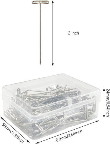 T-Pins, 100 Pack 2 Inch - For Knitting, Wigs, Sewing & Office Wall