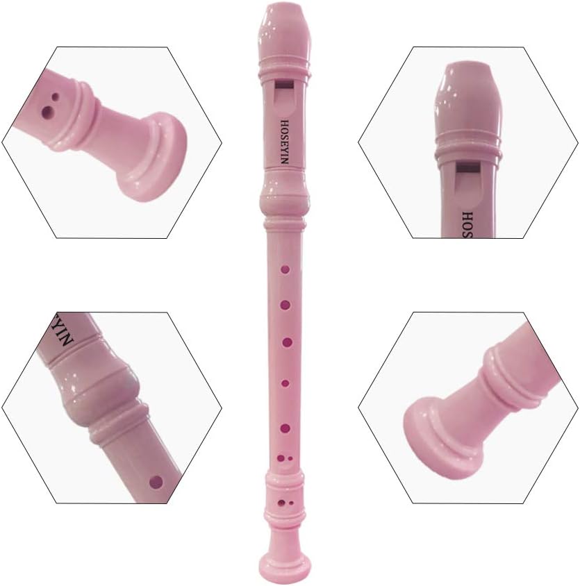 Soprano Recorder Baroque style German style C Key 8 Holes Soprano Recorder for Beginners students (German, Pink)