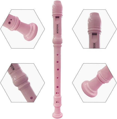 Soprano Recorder Baroque style German style C Key 8 Holes Soprano Recorder for Beginners students (German, Pink)