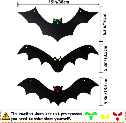 YUJUN Halloween Hanging Bats for 12PCS 3D Halloween Yard Outdoor Decoration