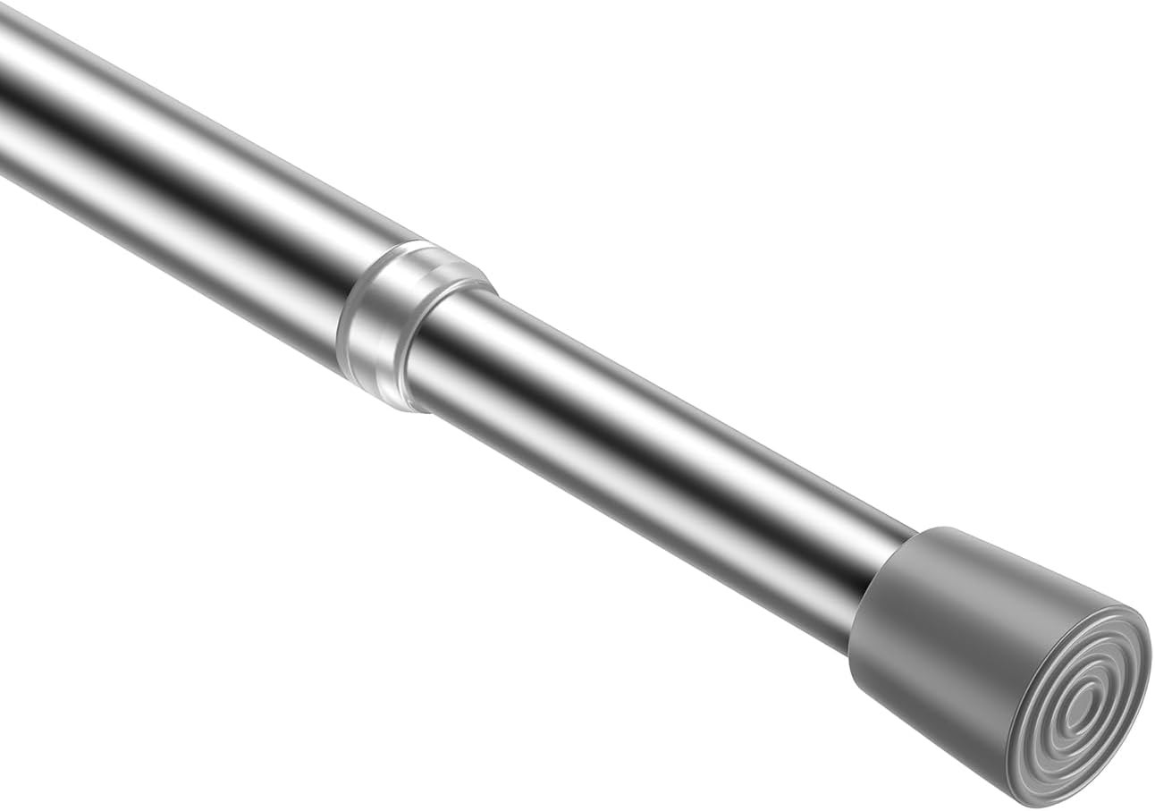 MEXAU 1Pack Spring Tension Curtain Rod 26-39 inch Silver Small Tension Rod