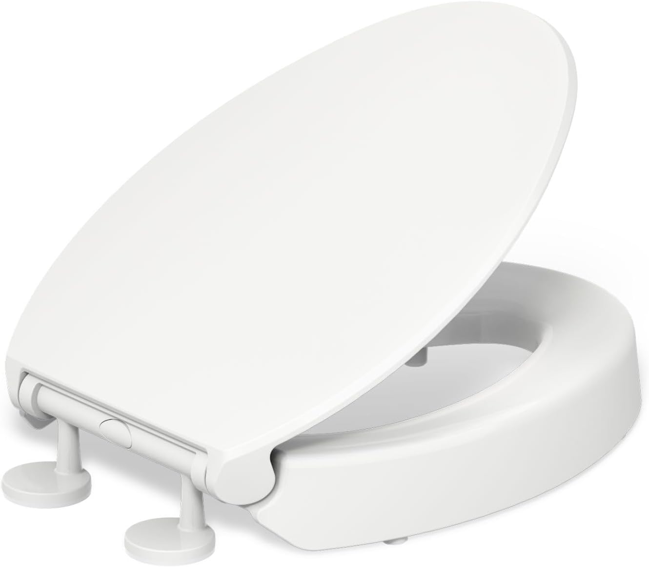 KOHLER 25875-0 Hyten 3" Height, Elevated Soft Close Elongated Toilet Seat, Contoured Seat with Grip-Tight Bumpers, Quick-Attach Hardware, No Slam Toilet Seat, White