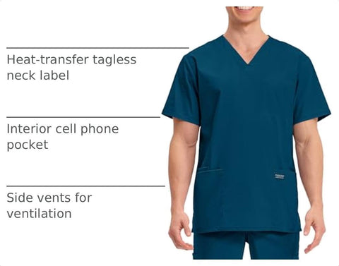 Cherokee WW Professionals Men's V-Neck Scrub Top 4 Pockets Medical Shirt