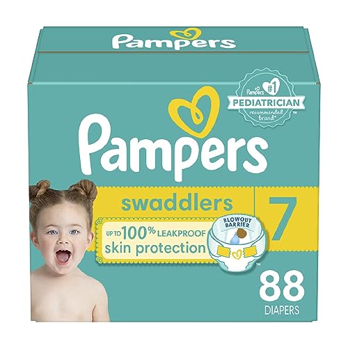 Pampers Swaddlers Diapers - Size 7, One Month Supply ,Ultra Soft Disposable Baby Diapers , 88 Count (Pack of 1)