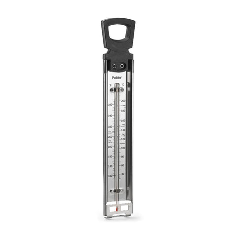 Polder Candy Thermometer, Stainless Steel Cooking Thermometer with Pot Clip, for Jam, Syrup, Jelly, Yogurt, and Deep Fry, 12"