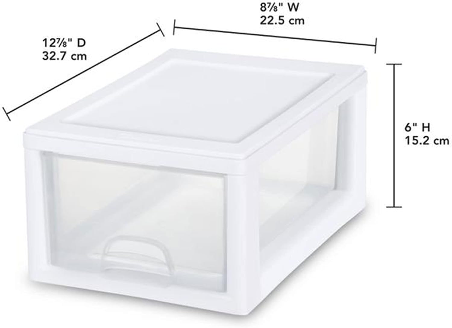 Sterilite Stacking Drawer Storage Organizer for Clothes, 6 Quart, 12-Pack