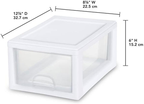 Sterilite Stacking Drawer Storage Organizer for Clothes, 6 Quart, 12-Pack