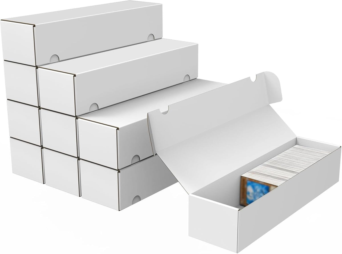 Trading Card Storage Box, 10-Pack 1100 Count White Corrugated Cardboard Box