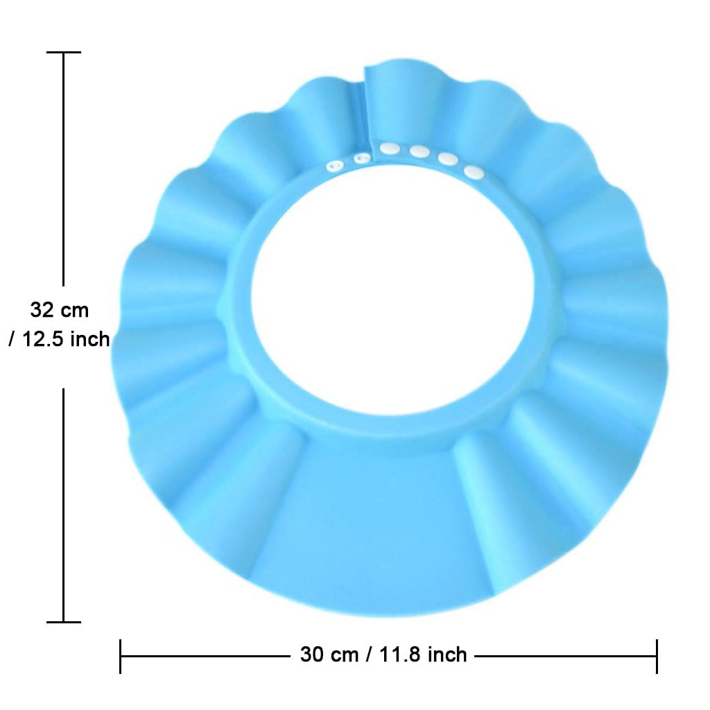 Safe Shampoo Shower Bathing Protection Bath Cap Soft Adjustable Visor Hat for Toddler, Baby, Kids, Children … (Blue)