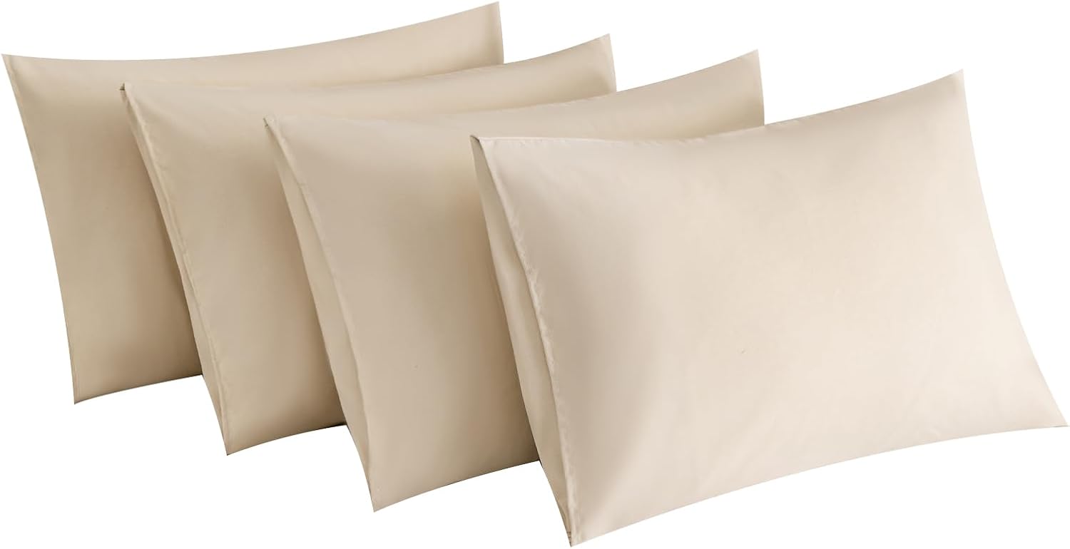 MINIPANDA Beige Pillow Cases Standard Size Set of 4, Envelope Design