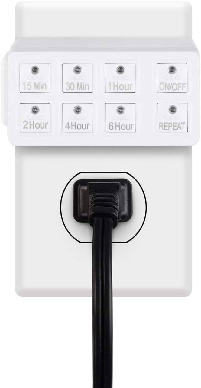 BN-LINK Indoor Countdown Timer with Repeat Function, 3-Prong Outlet Timer