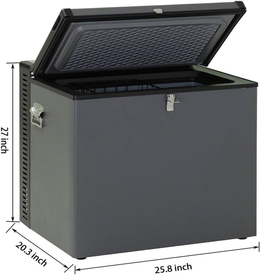SMETA Propane Freezer, 2.4 Cu.Ft 3 Way Deep Chest Freezer Gas/110V/12V with Lock LPG AC/DC for Off Grid Cabin Outdoor Camping RV Garage Black
