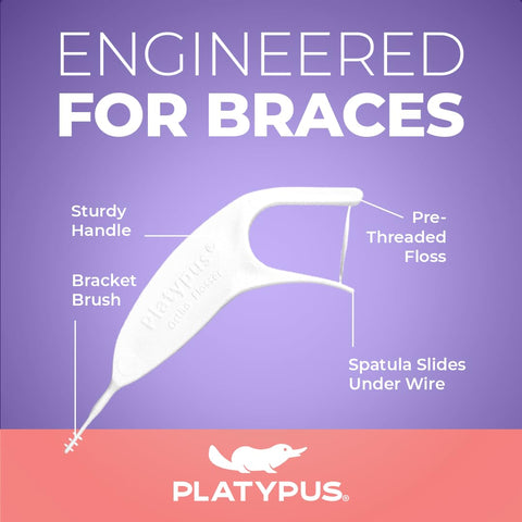 Platypus Orthodontic Flossers for Braces, 30 Count (Pack of 4)