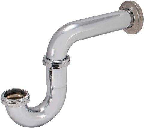 EZ-FLO 1-1/2 Inch P-Trap with Flange, 22-Gauge Brass, Slip Joint Connection, Polished Chrome, 35001