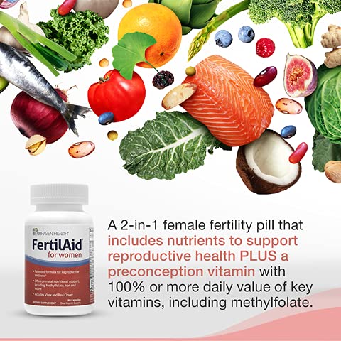 FertilAid for Women, Fertility Supplement for Women & Natural Fertility Vitamin with Vitex, Support Female Cycle Regularity & Ovulation, Comprehensive Prenatal Multivitamin with Folate, 3 Month Supply