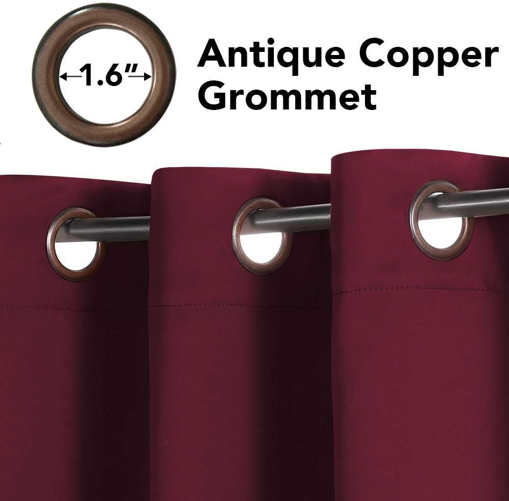 H.VERSAILTEX Burgundy Red Blackout Draperies Curtains Thermal Insulated Window Treatment Extra Long Decorative Curtains for Thanksgiving Day & Christmas Decor(Set of 2,52 by 108 - Inch,Burgundy)