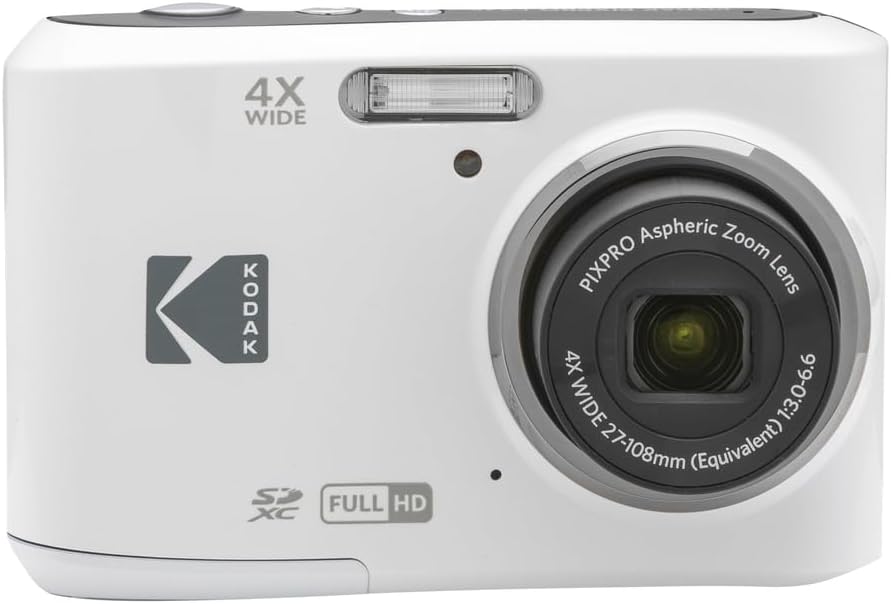 KODAK PIXPRO FZ45 16MP Compact Digital Camera, 4X Optical Zoom, AA, White