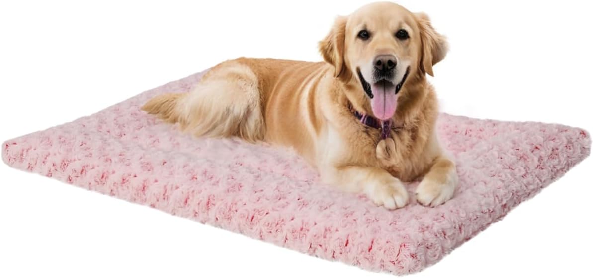Exsnugy Washable Dog Bed Mat Large Size Fluffy Pet Crate Pad 42x28 XL