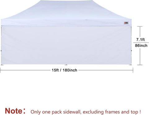 ABCCANOPY Instant Canopy SunWall 10x20 FT No Frame or Top, White