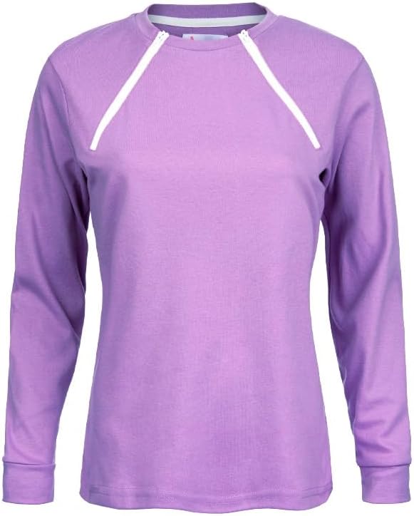 ComfyChemo® CHEMOWEAR : Women's Long Sleeve Chemotherapy Port Zipper Shirts