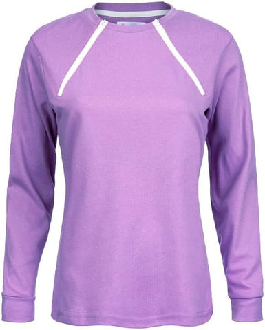 ComfyChemo® CHEMOWEAR : Women's Long Sleeve Chemotherapy Port Zipper Shirts