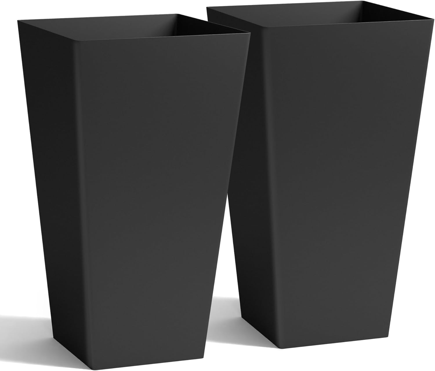 Worth 20" Tall Planters Set of 2, Black Tall Plant Pots for Indoor Outdoor