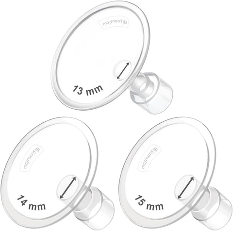 Maymom MyFit Flanges Crater Goldie Pack 14 15 16 mm Compatible with Medela Breast Pumps and Maymom Wide Base and Narrow Base Connectors