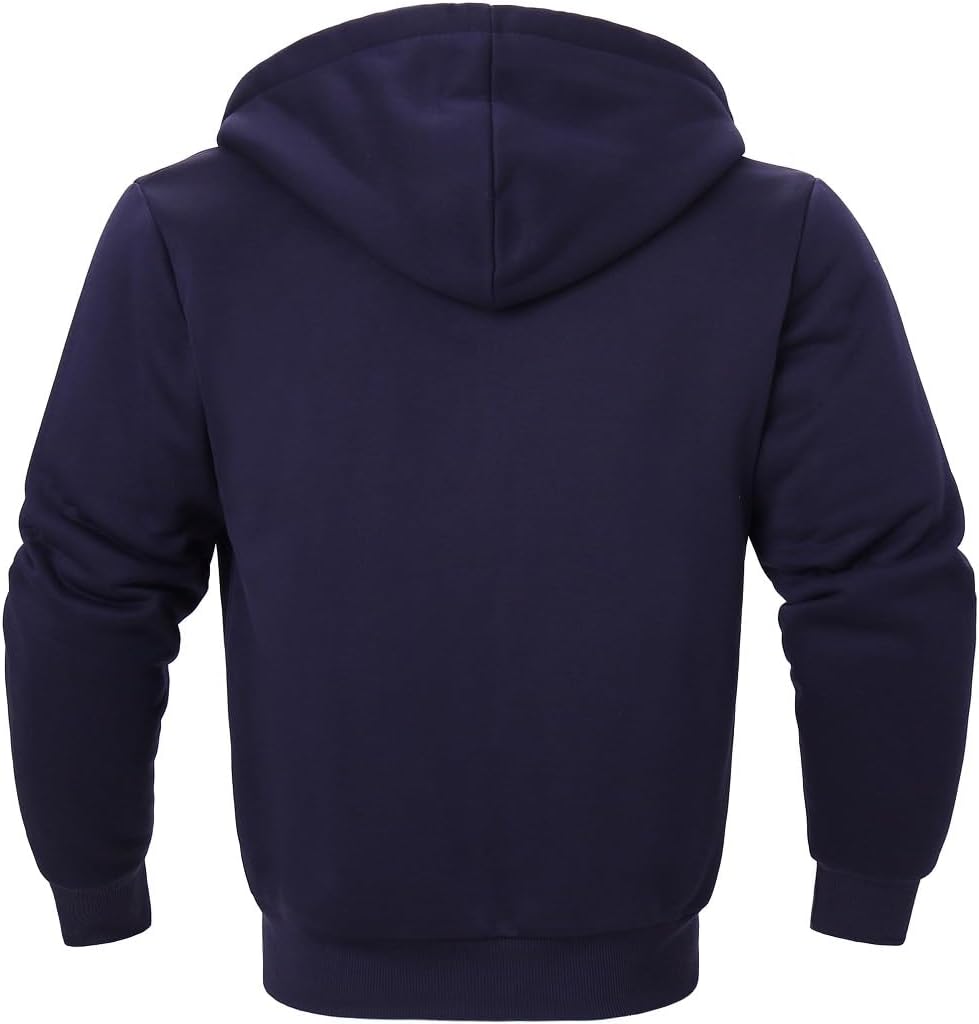 Facitisu Heavyweight Sherpa Lined Fleece Hoodie Sweatshirts for Men Winter Zip Plus Size Jacket