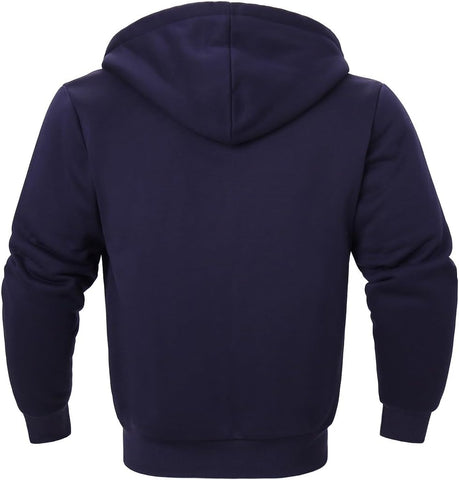 Facitisu Heavyweight Sherpa Lined Fleece Hoodie Sweatshirts for Men Winter Zip Plus Size Jacket