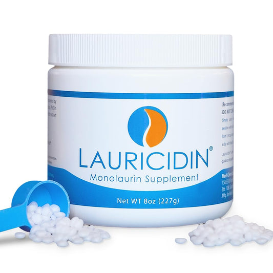 Lauricidin Monolaurin Supplement for Immune Support - Gut Health - High Potency Monolaurin Pellets, 3000mg per Serving- 227g per 8oz Jar