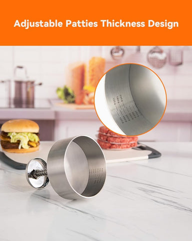Brigii Burger Press, 4.5" 304 Stainless Steel Hamburger Press Patty Make