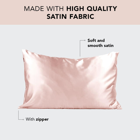 Kitsch Satin Pillowcase with Zipper for Hair & Skin, Softer Than Silk Pillow Cases Queen, Smooth Pillow Covers, Machine Washable, Wrinkle-Free, Cooling Satin Pillow Cases Standard Size 19"x26" (Blush)