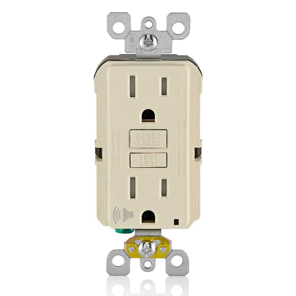 Leviton GFNT2-W Self-Test SmartlockPro Slim GFCI Non-Tamper-Resistant Receptacle with LED Indicator, Wallplate Included, 20-Amp, White