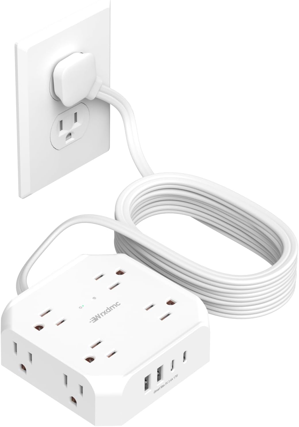 2 Prong Power Strip, WRXDMC 2 Prong to 3 Prong Outlet Adapter